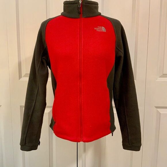 The North Face Full Zippered Fleece Jacket Pink Grey Color Block Medium - Picture 1 of 11